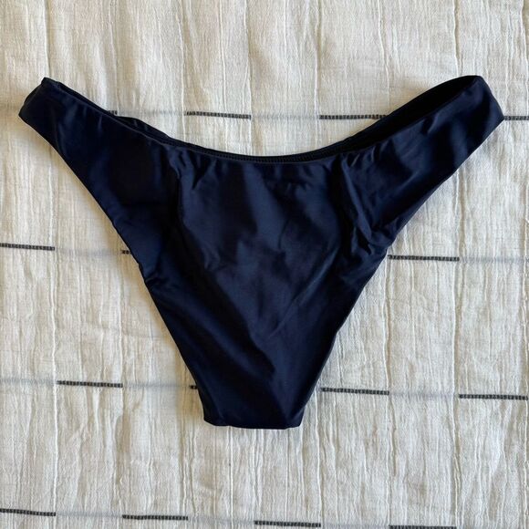 J. Crew Curved Waist Cheeky Bikini Bottom Navy Blue Size Medium NWT - Picture 3 of 11